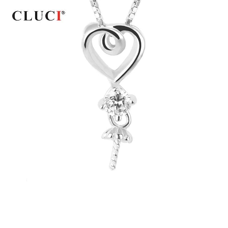 925 Silver Heart Pendant with Zircon Charms