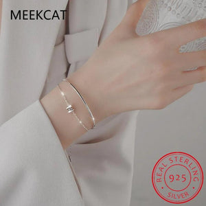 925 Silver Bracelets for Women Sparkling Zircon Geometric Jewelry