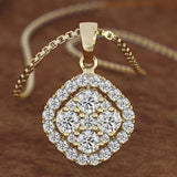 18K Rose 2ct Diamond Pendant Square Chalcedony Necklace