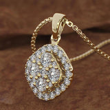 18K Rose 2ct Diamond Pendant Square Chalcedony Necklace