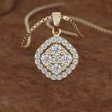 18K Rose 2ct Diamond Pendant Square Chalcedony Necklace