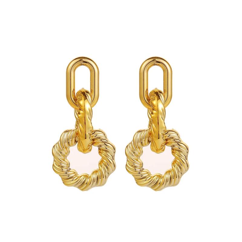 Metal Chain Hemp Circle Dangle Earrings Statement Stud Earrings