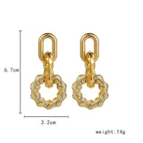 Metal Chain Hemp Circle Dangle Earrings Statement Stud Earrings