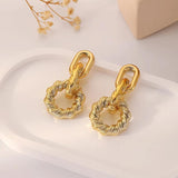 Metal Chain Hemp Circle Dangle Earrings Statement Stud Earrings