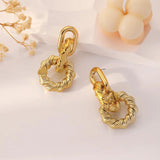 Metal Chain Hemp Circle Dangle Earrings Statement Stud Earrings