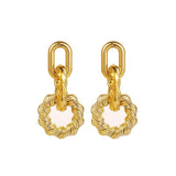 Metal Chain Hemp Circle Dangle Earrings Statement Stud Earrings