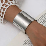 Vintage Hip Hop Wide Cuff Bangles Silver Metal Bangle