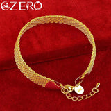 ALIZERO 24K 10mm Weaving Chain Bracelet for Women Jewelry