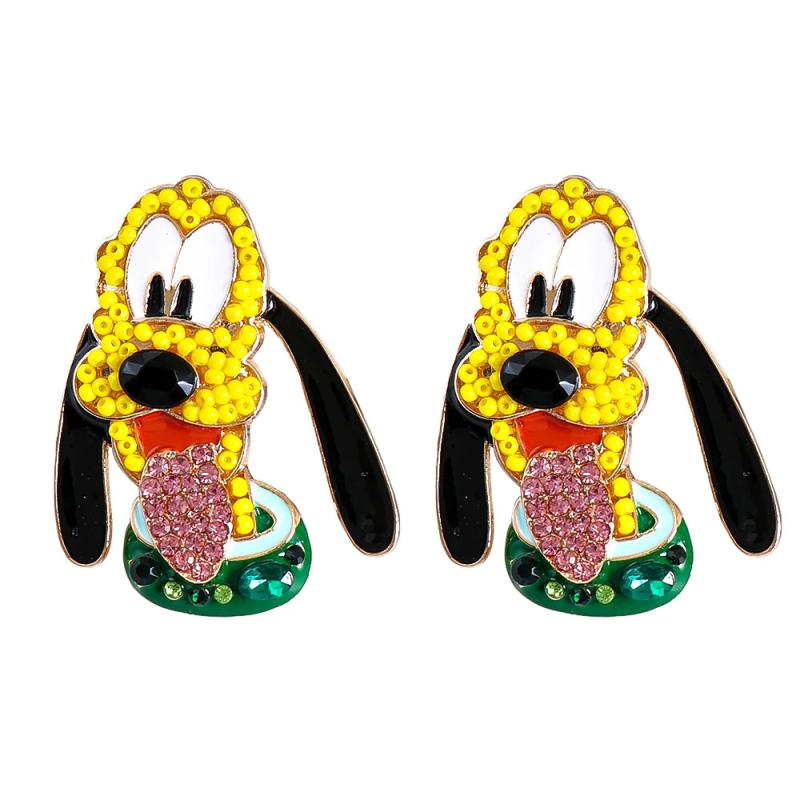Cartoon Animal Earrings Colorful Zircon Stud Earring for Teens Girls