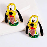 Cartoon Animal Earrings Colorful Zircon Stud Earring for Teens Girls