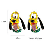 Cartoon Animal Earrings Colorful Zircon Stud Earring for Teens Girls