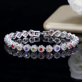 Green CZ Stone Silver Tennis Bracelet for Women