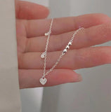 925 Sterling Silver Love Heart Bracelet Zircon Chain Dainty Heart Jewelry