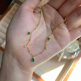 14K Real Emerald Pendant Necklace for Women Wedding
