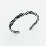 Silver 925 Men's Branch Bangle Bracelet Wood Pattern Hand Accessory