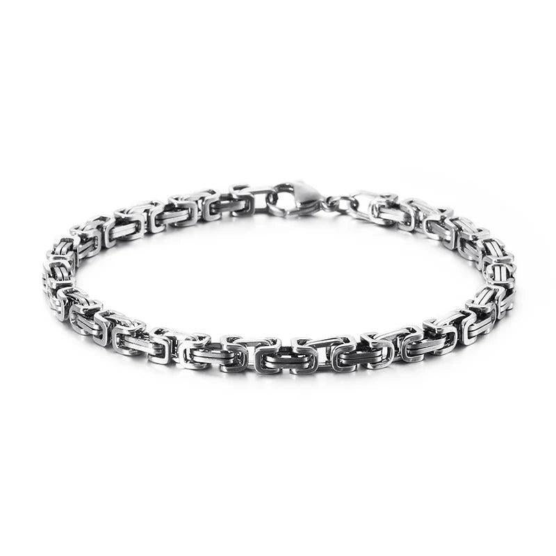 Dubai Stainless Steel Byzantine Chain Bracelet Men Male 16-24cm Biker Jewelry