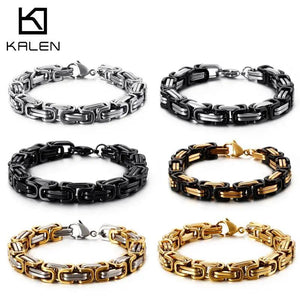 Dubai Stainless Steel Byzantine Chain Bracelet Men Male 16-24cm Biker Jewelry
