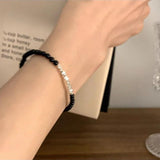 925 Silver Agate Bracelet Women Bead Versatile Jewelry Gift