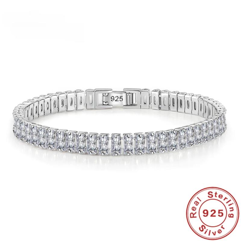 925 Sterling Silver Crystal Bracelet For Women Engagement Wedding