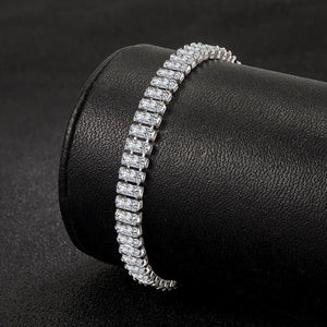 925 Sterling Silver Crystal Bracelet For Women Engagement Wedding