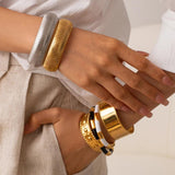 Chunky Snake Chain Cuff Bracelet 18k Plated Wide Bangle
