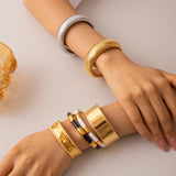 Chunky Snake Chain Cuff Bracelet 18k Plated Wide Bangle