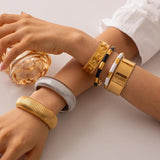 Chunky Snake Chain Cuff Bracelet 18k Plated Wide Bangle