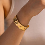 Chunky Snake Chain Cuff Bracelet 18k Plated Wide Bangle