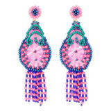 Colorful Beaded Tassel Drop Earrings for Women - Statement Jewelry