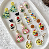Colorful Floral Polymer Clay Earrings Lightweight Jewelry