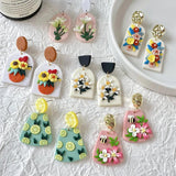 Colorful Floral Polymer Clay Earrings Lightweight Jewelry