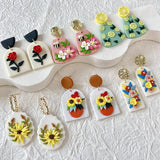 Colorful Floral Polymer Clay Earrings Lightweight Jewelry
