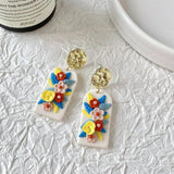 Colorful Floral Polymer Clay Earrings Lightweight Jewelry