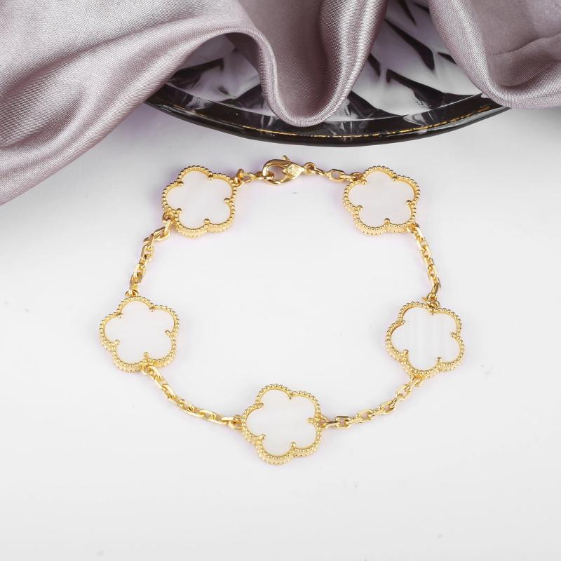 Classic 10 Colors 15mm Five-Leaf Flower Bracelet Lucky Silver Women'S Bracelet