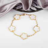 Classic 10 Colors 15mm Five-Leaf Flower Bracelet Lucky Silver Women'S Bracelet