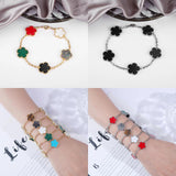Classic 10 Colors 15mm Five-Leaf Flower Bracelet Lucky Silver Women'S Bracelet