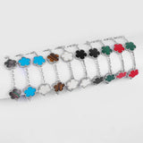 Classic 10 Colors 15mm Five-Leaf Flower Bracelet Lucky Silver Women'S Bracelet
