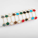 Classic 10 Colors 15mm Five-Leaf Flower Bracelet Lucky Silver Women'S Bracelet