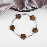 Classic 10 Colors 15mm Five-Leaf Flower Bracelet Lucky Silver Women'S Bracelet