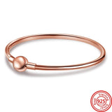 925 Silver Crown Heart T-Bar Padlock Clasp Snake Chain Charms Bracelet