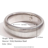 Chunky Wide Silver Arm Bracelet Bangle 18K Plated Stainless Steel Women