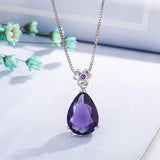 Silver 925 Necklace Women Wedding Amethyst Gemstone Pendant Valentine Gift