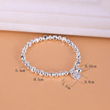 925 Silver Geometry Bracelet with Letter Bead Peace Jewelry