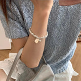925 Silver Geometry Bracelet with Letter Bead Peace Jewelry