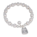 925 Silver Geometry Bracelet with Letter Bead Peace Jewelry