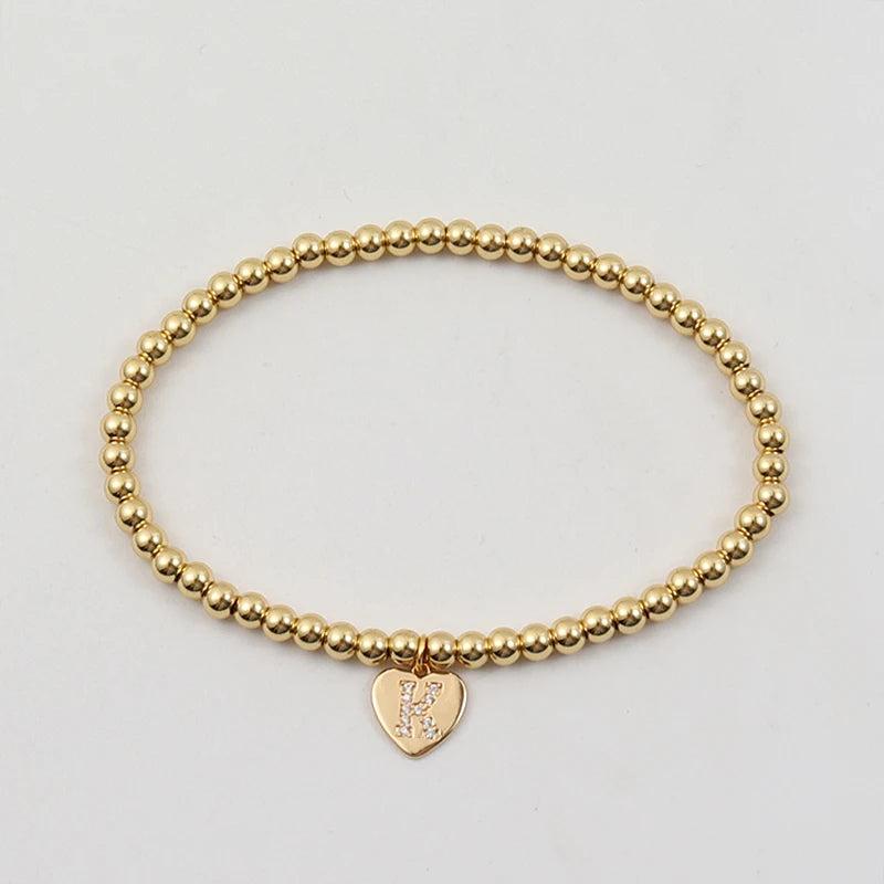 Letter Bracelet Women Zirconia Bead Bracelet 4mm Width Jewelry Gift