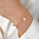 Letter Bracelet Women Zirconia Bead Bracelet 4mm Width Jewelry Gift