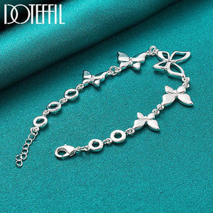 925 Silver Butterfly Chain Bracelet Charm Wedding Jewelry