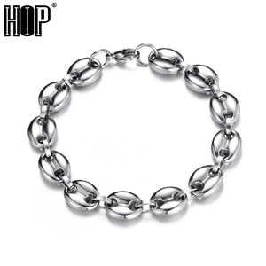 11MM Stainless Steel Coffee Beans Link Chain Bracelets For Men