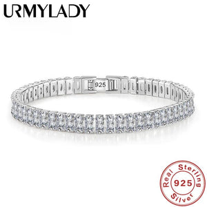 925 Sterling Silver Crystal Bracelet for Women Engagement Wedding